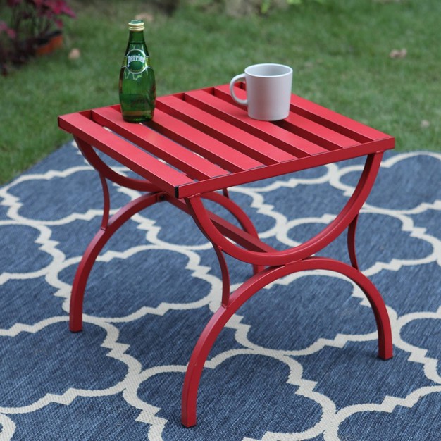 Outdoor Slat Top Coffee Table Red Captiva Designs