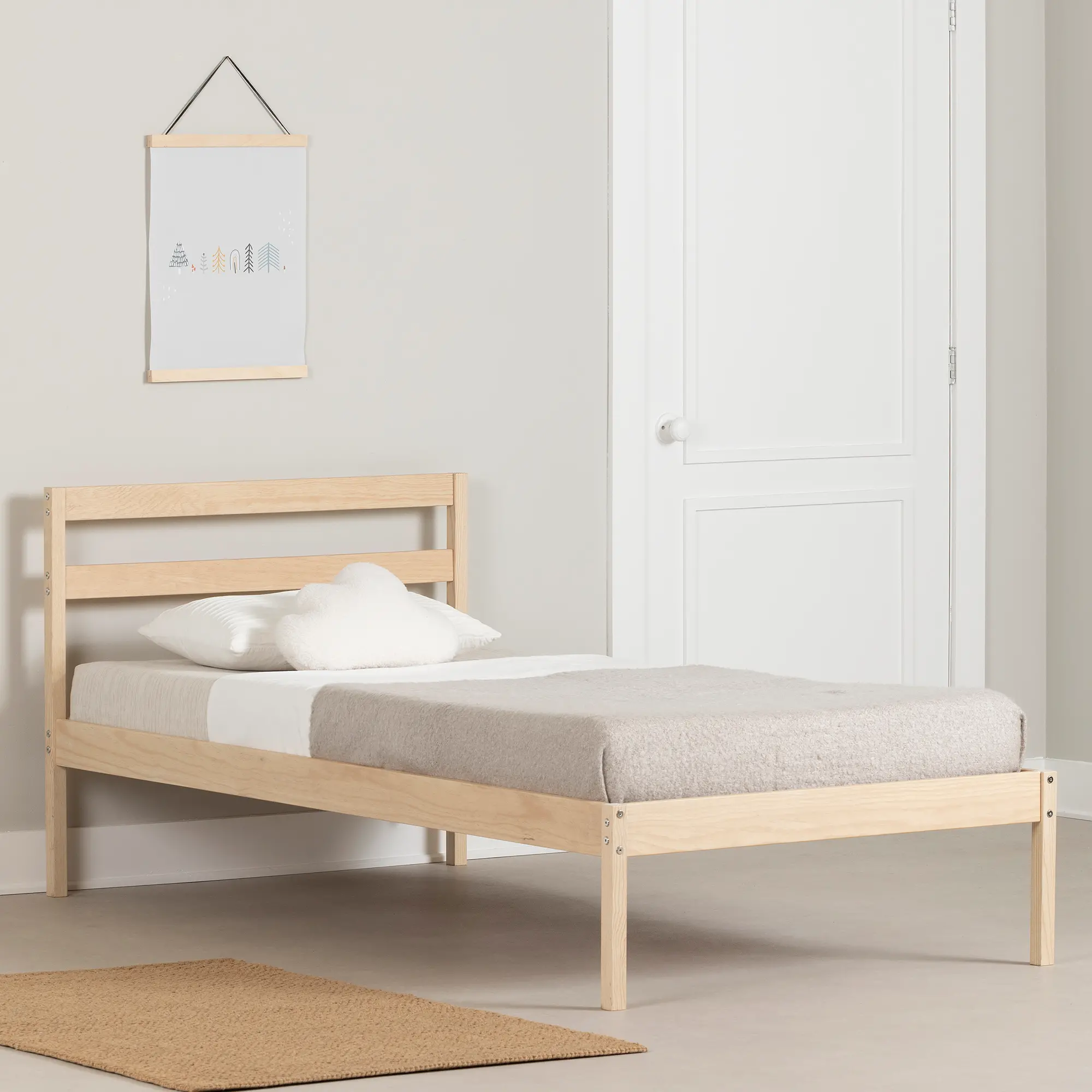 Sweedi Natural Twin Wooden Bed - South Shore