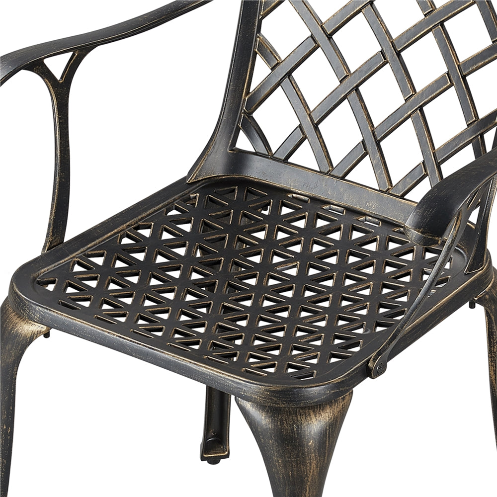 Easyfashion Outdoor Dining Chair - Aluminium - Set of 2 - Has Arms - Bronze