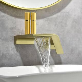 Aurora Decor ABAD Single Handle Wall Mounted Faucet with Valve in Brushed Gold DBFSMDHD2B12BG