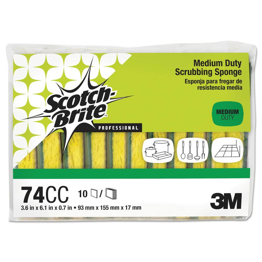 Scotch-Brite 3-35 in. x 6-110 in. Medium-Duty Scrubbing Sponge (Case of 10) MMM74CC