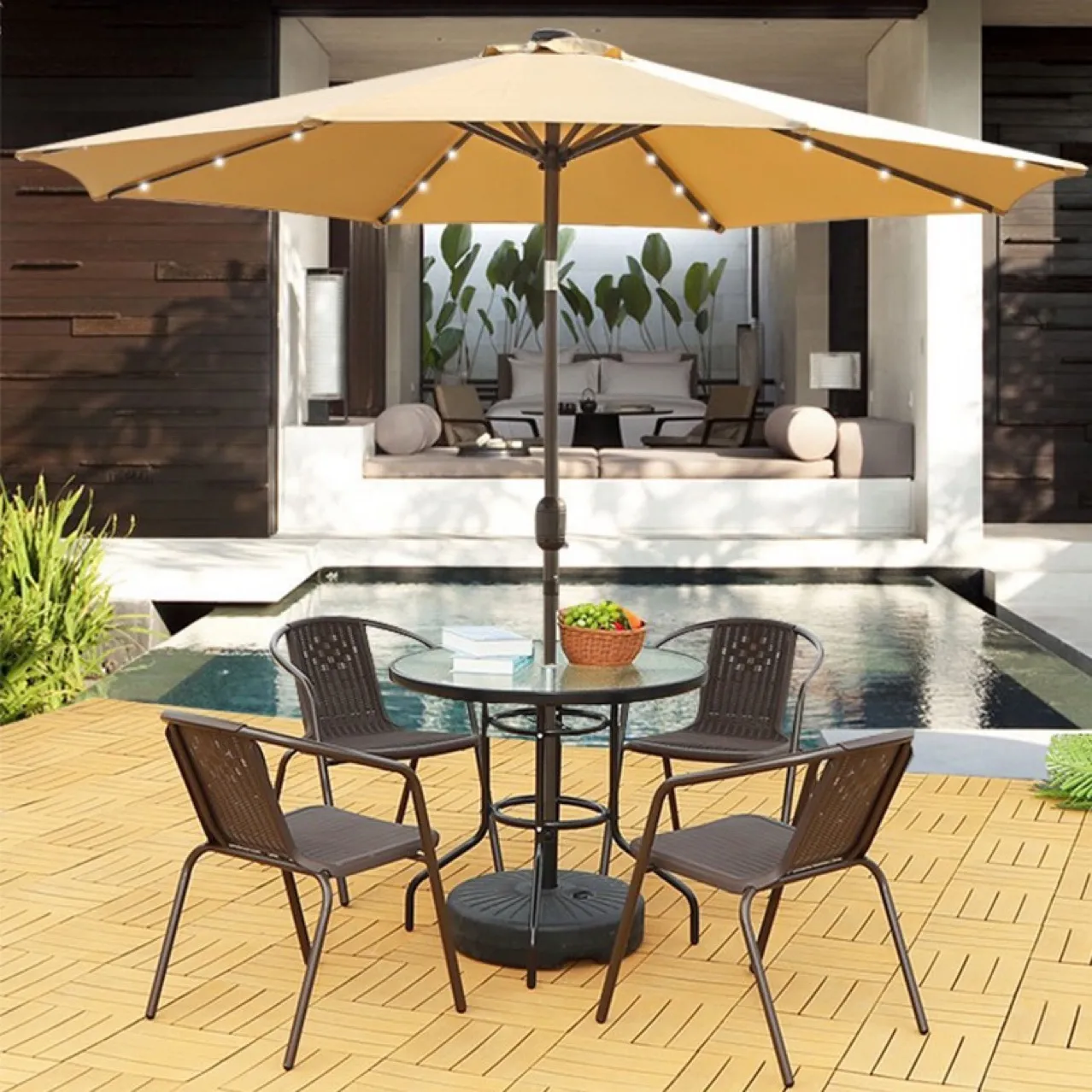 Fixed commercial patio umbrella outdoor dining table sunshade umbrella kit market patio umbrella