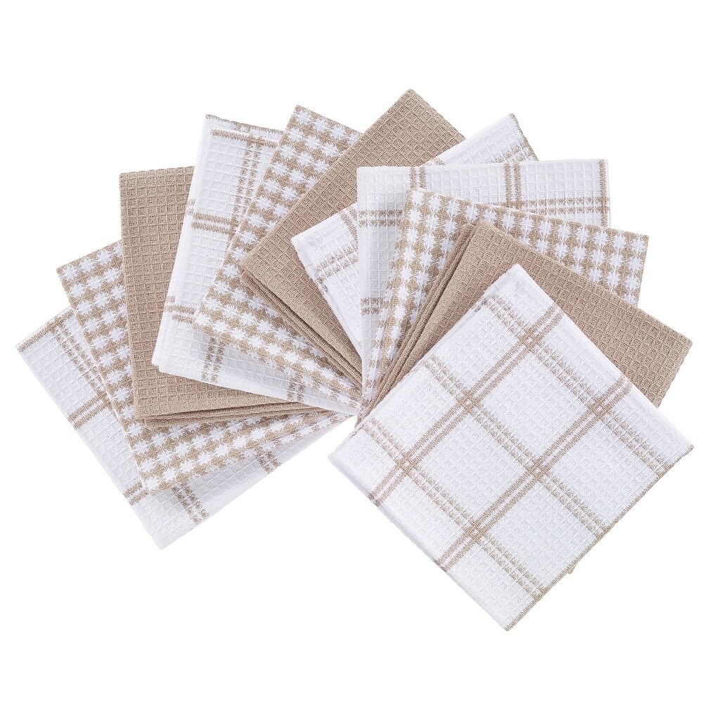 T fal Textiles 12 Pack Flat Waffle Cotton Kitchen Dish Cloth Set