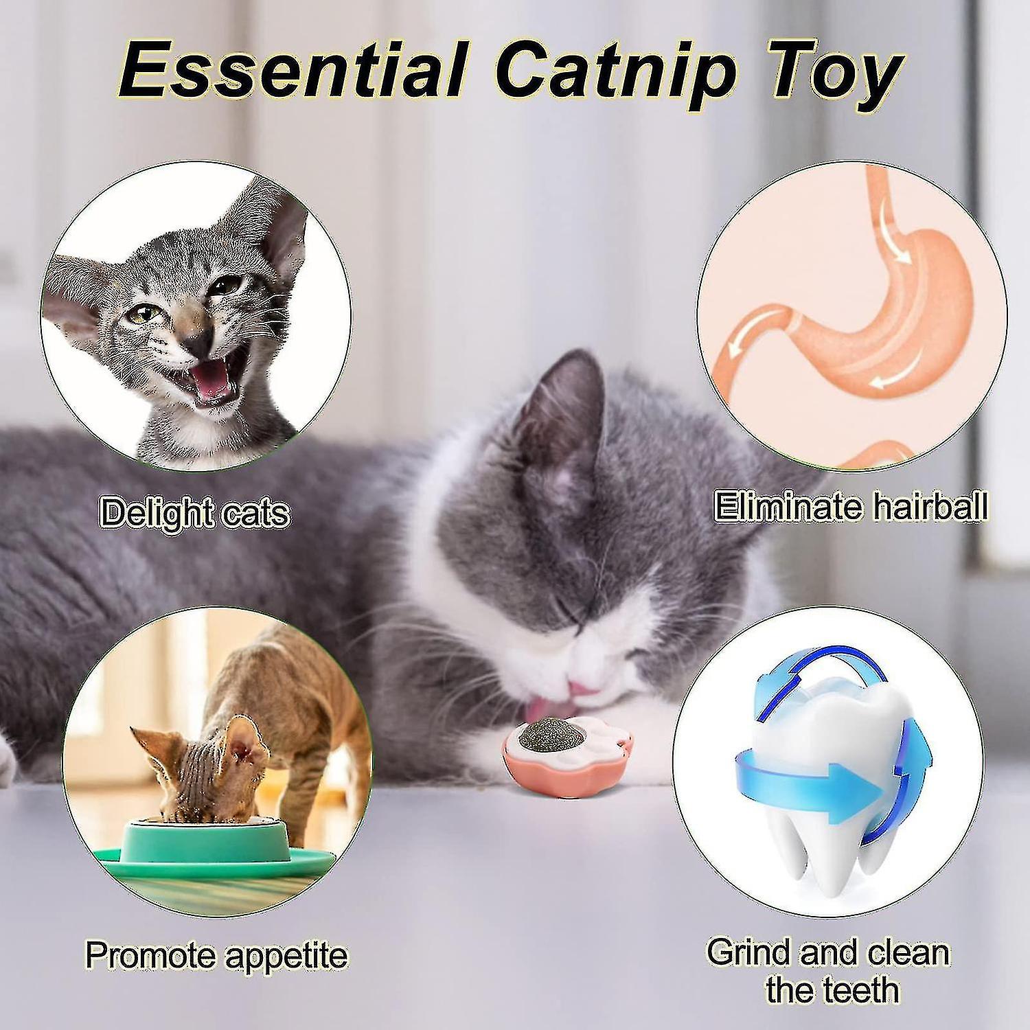 2 Pieces Catnip Ball， Wall-mounted Catnip Ball， Rotating Catnip Toys， Edible Catnip Toys For Cats (c