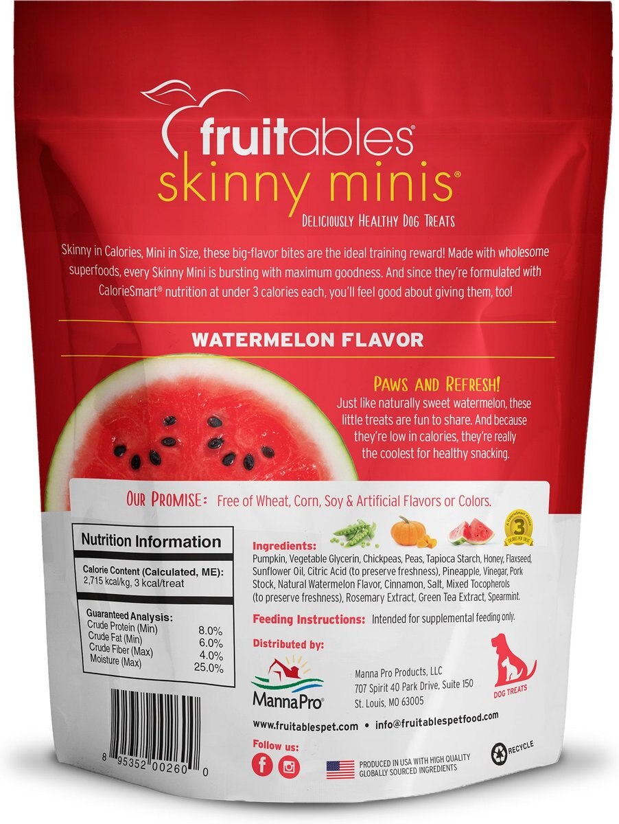 Fruitables Skinny Minis Watermelon Flavor Soft and Chewy Dog Treats