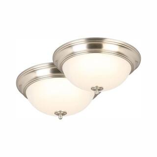 PRIVATE BRAND UNBRANDED 13 in. Brushed Nickel LED Flush Mount (2-Pack) JAL8011LBN