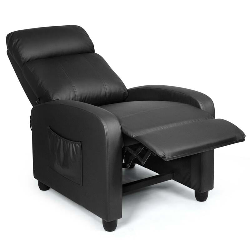 PU Leather Massage Recliner Sofa Modern Recliner Chair Winback Single Sofa with Side Pocket