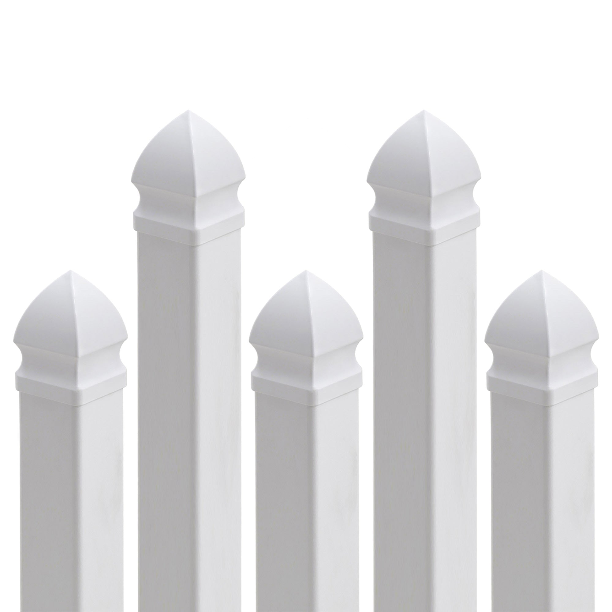 Plum Fittings 1" x 1" Gothic Vinyl Picket Fence Caps | Pack of 5 | White