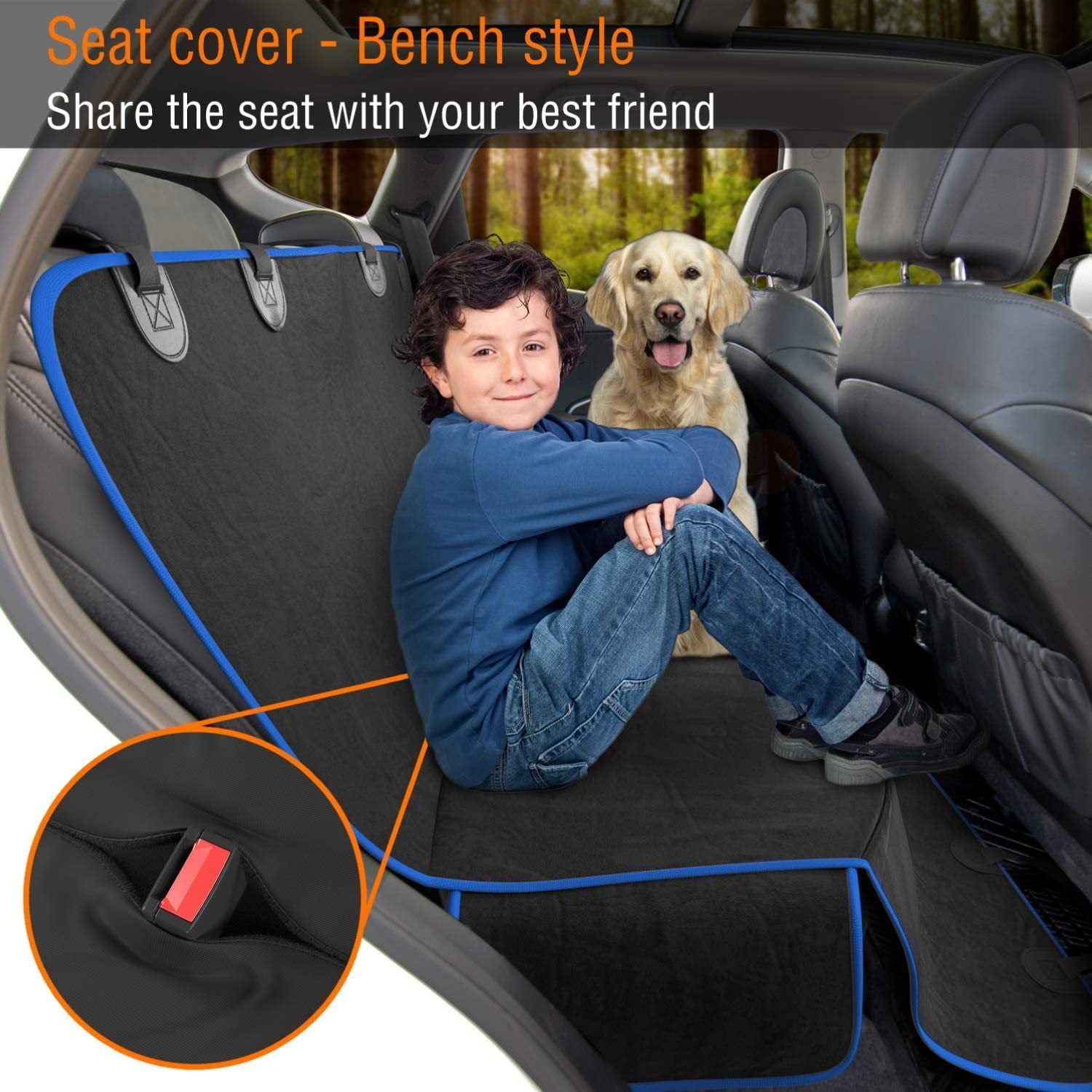 Dog Car Seat Cover for Back Seat， Waterproof Scratchproof Nonslip Hammock for Dogs Backseat Protection， Pet Seat Covers for Cars， Trucks and SUVs