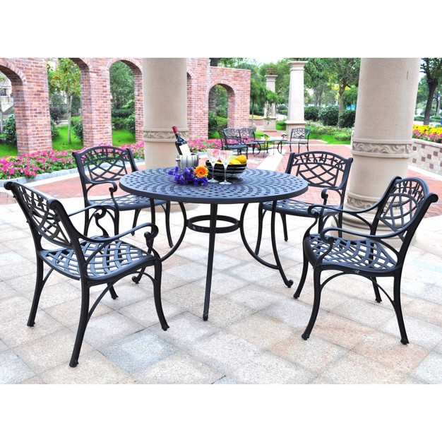 5pc Outdoor Dining Set With Armchairs Black Crosley