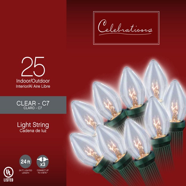 Celebrations Incandescent C7 Clear 25 Ct String Christmas Lights 25 Ft