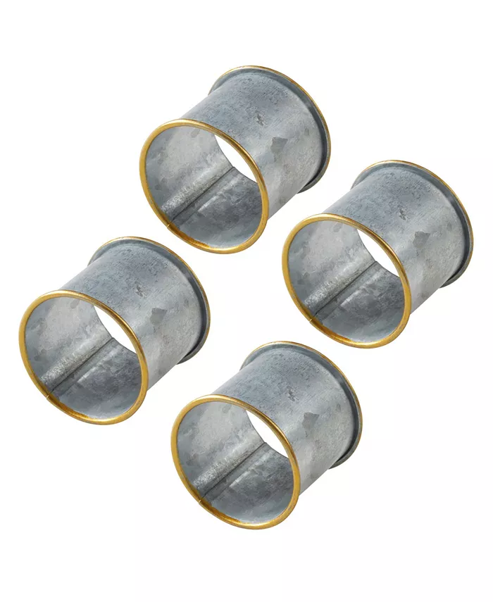 Saro Lifestyle Rim Galvanized Napkin Ring Set of 4