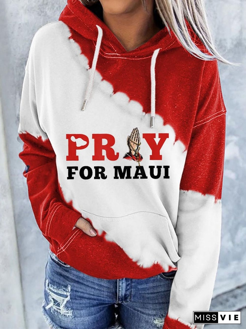 Women's Pray For Maui Print Hoodie