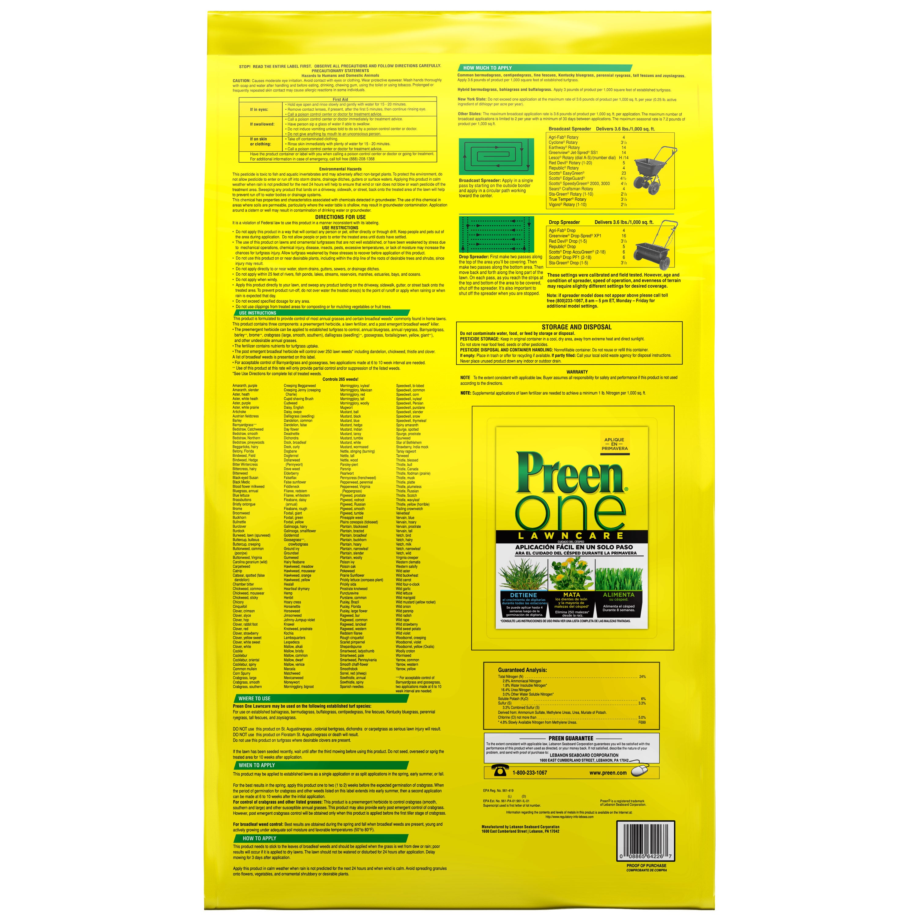 Preen One Lawncare - 36 lbs. - Covers 10，000 Sq. ft.