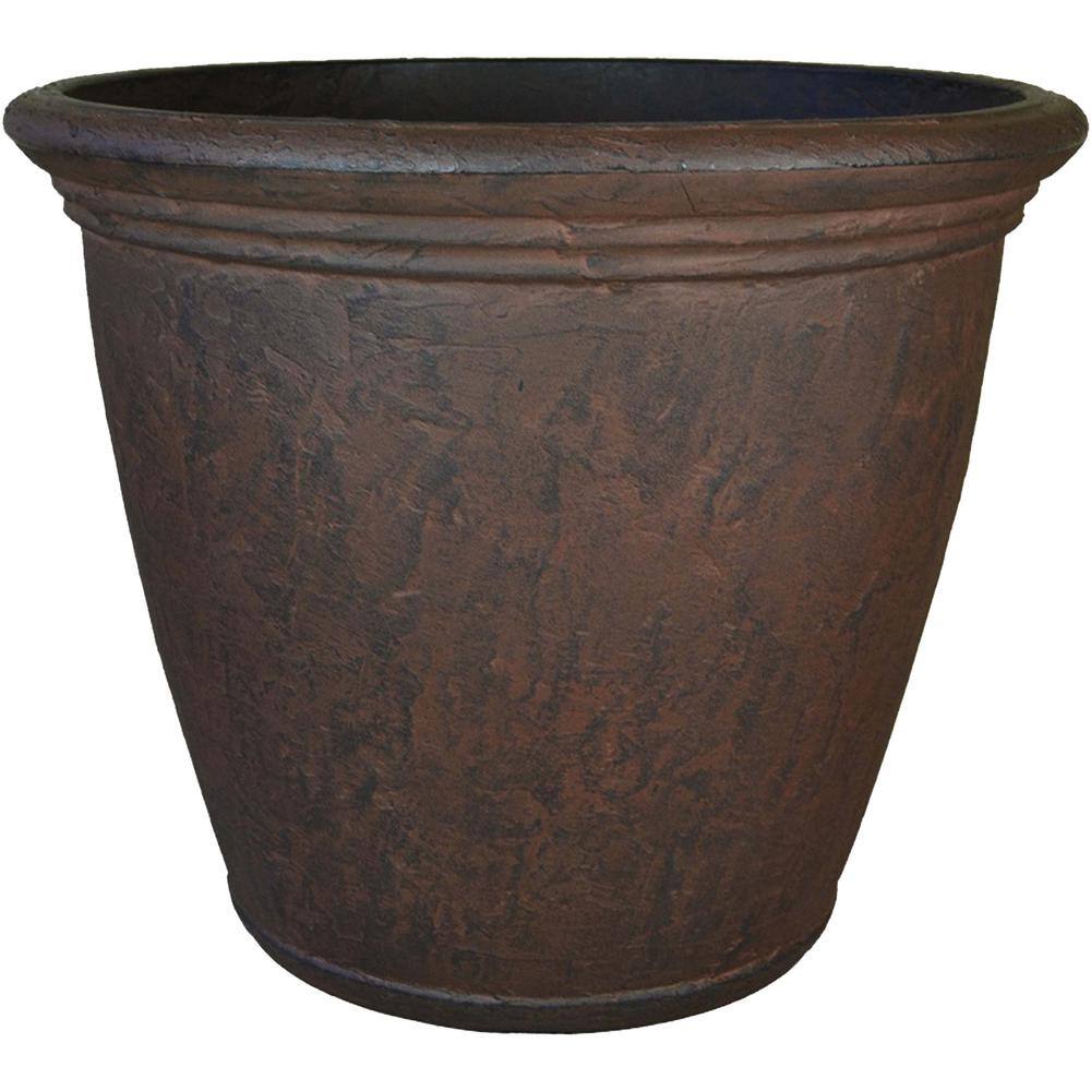 Sunnydaze 24 in. Rust Anjelica Resin Outdoor Flower Pot Planter Single DG-844