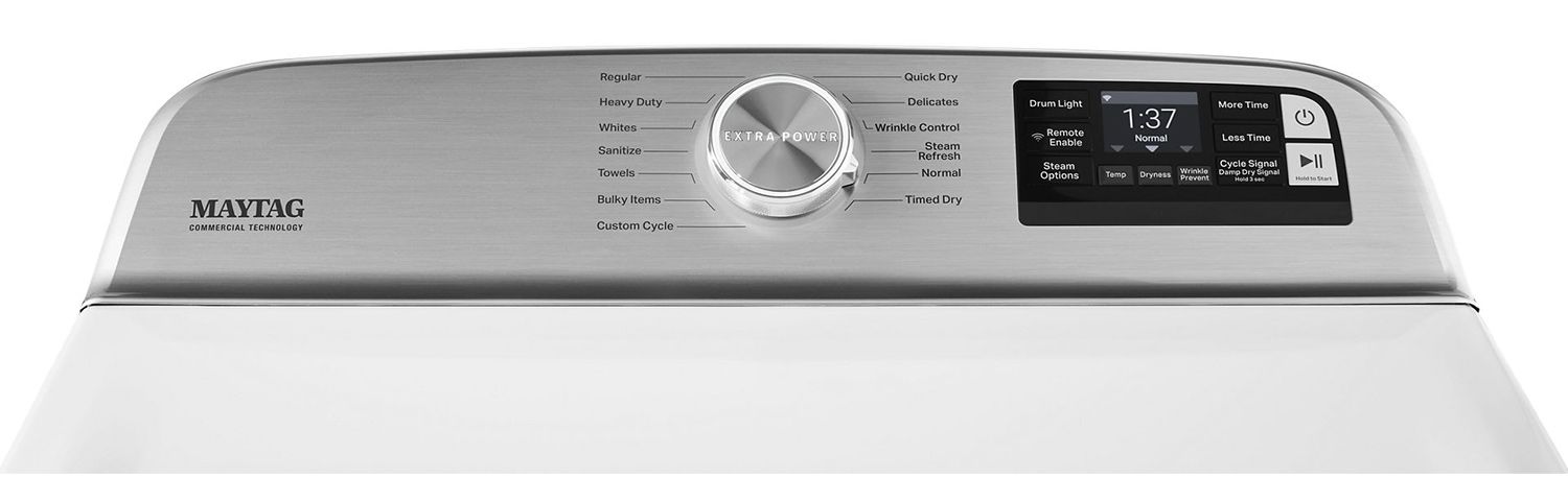 Maytag 7.4 Cu. Ft. White Smart Capable Gas Dryer With Extra Power Button