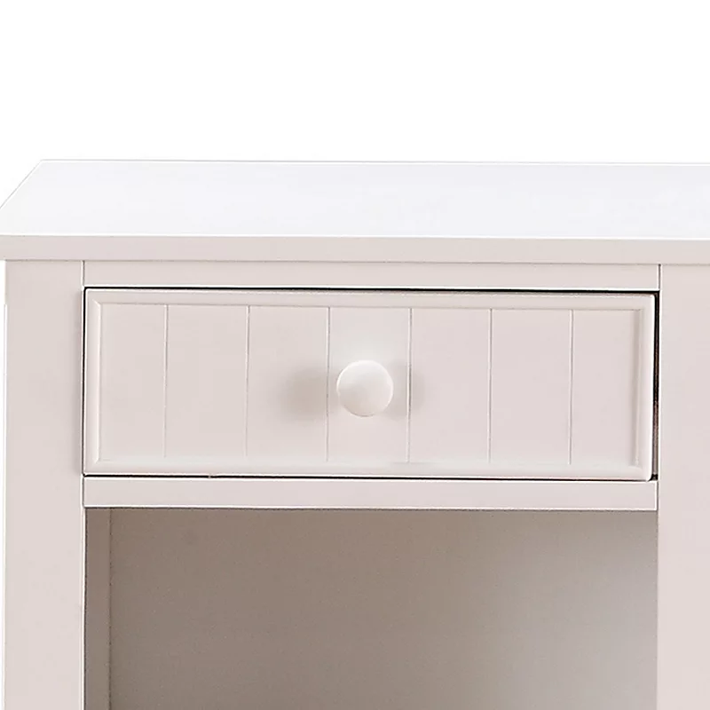 Wooden Night Stand With Bottom Open Shelf， White