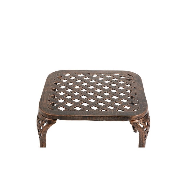 Garden Style Cast Aluminum Patio End Table， Sturdy Frame