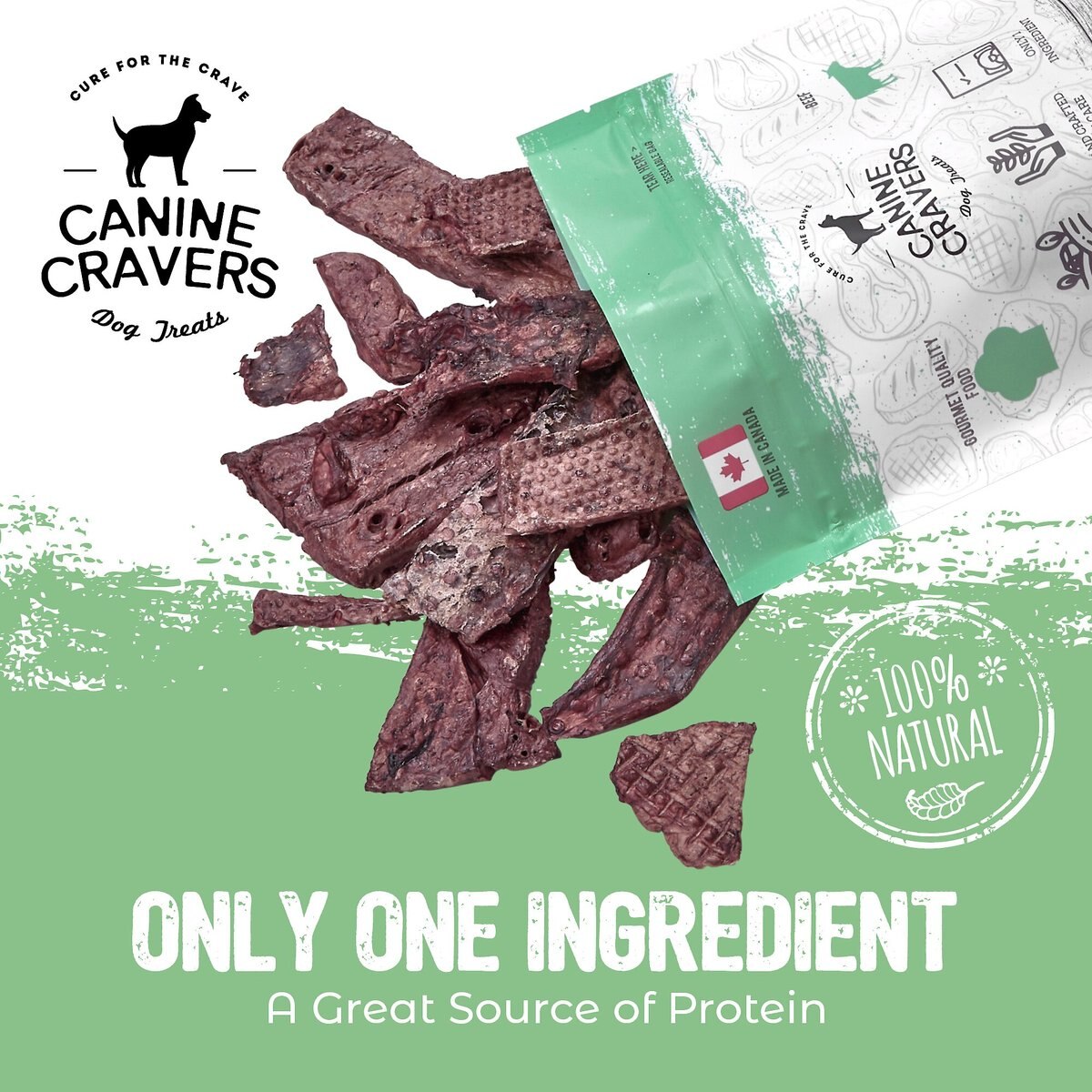 Canine Cravers Premium Beef Fillets Dehydrated Dog Treats， 5.3-oz pouch