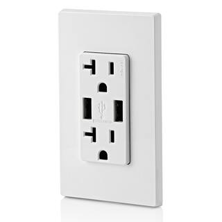 Leviton Decora 20 Amp 125-Volt Combination Duplex Outlet and USB Outlet White R02-T5832-0BW