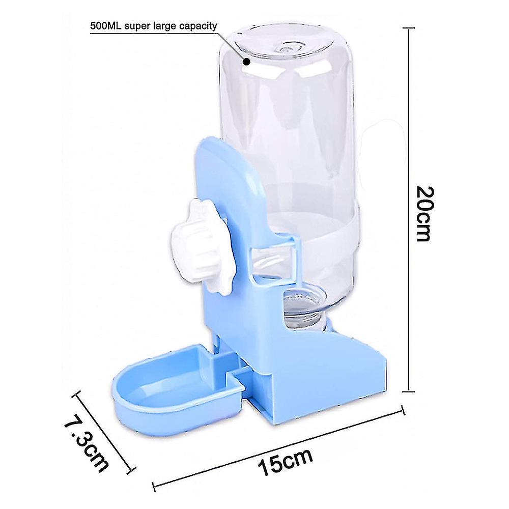 Miman Rabbit Water Bottle， 17oz Hanging Water Fountain Automatic Dispenser No Leak Waterfeeder For Bunny Blue