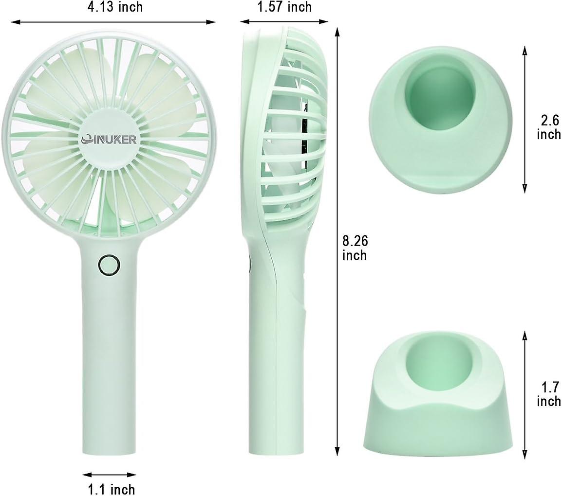 Mini Portable Usb Rechargeable Hand Held Handheld Fan With Base， 2500mah Battery， 4 Modes For Home， Office， Bedroom And Outdoor Travel (green)