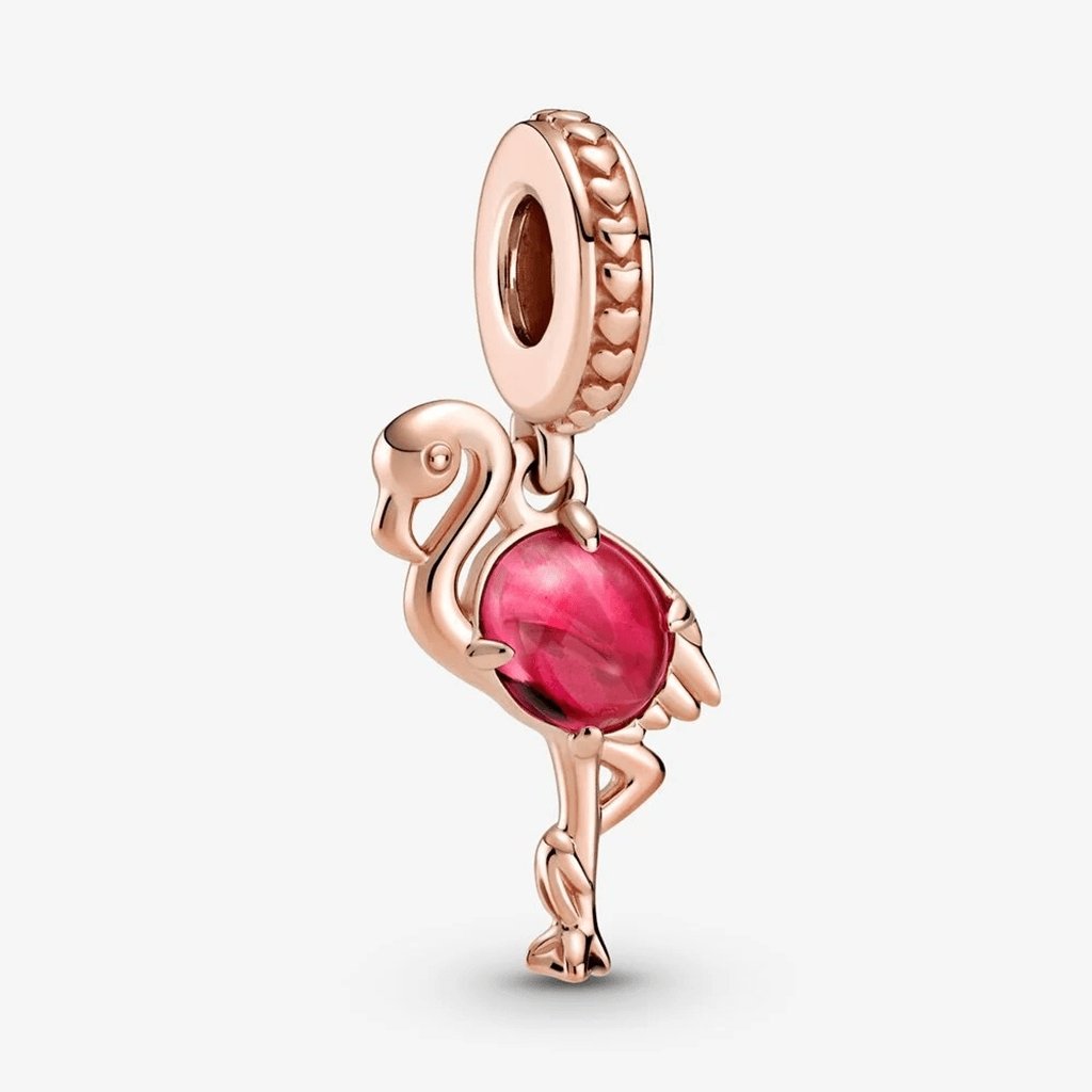 PANDORA  Pink Murano Glass Flamingo Dangle Charm