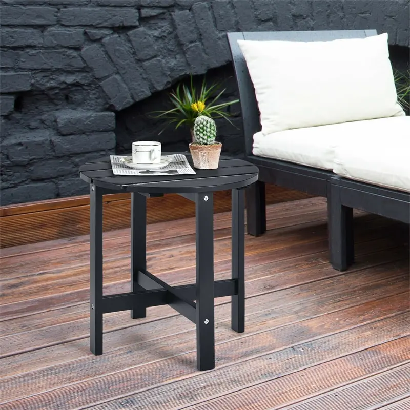 18’’ Outdoor Round Bistro Side Table Wood Slat End Table for Garden