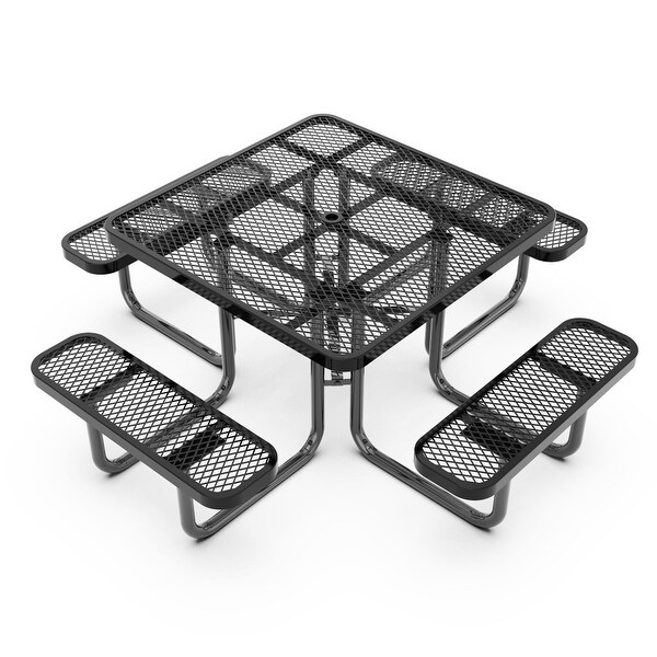 Commercial Grade Expanded Mesh Metal Outdoor Picnic Table