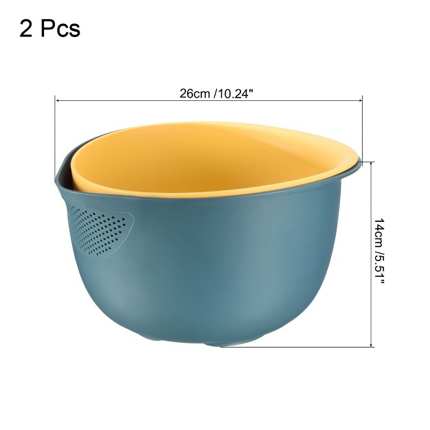 Unique Bargains Dual layer Draining Bowl Strainer Bowl Set Kitchen Colander 2 Pcs