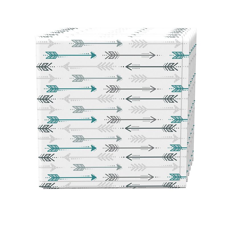 Napkin Set of 4， 100% Cotton， 20x20， Grey and Blue Arrows