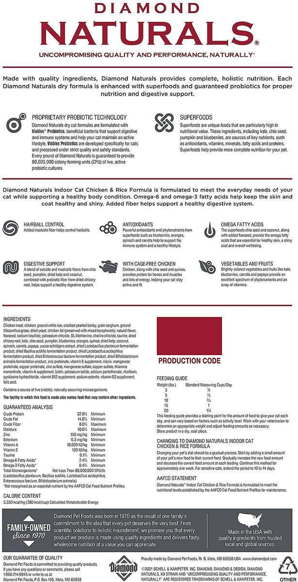 Diamond Naturals Indoor Formula Dry Cat Food