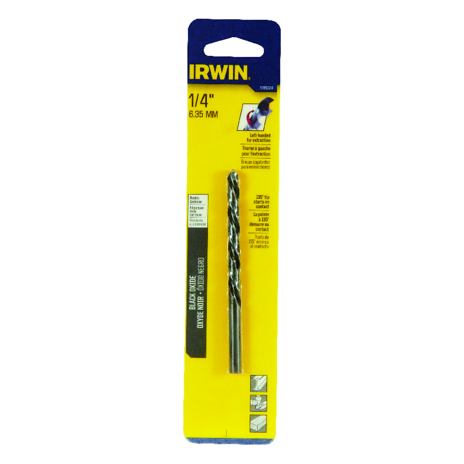 Irwin 1/4 in. X 4 in. L High Speed Steel Left Hand Drill Bit 1 pc