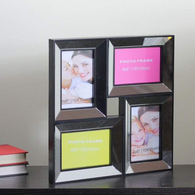 Black Trimmed Glass Encased Collage Photo Picture Frame Wall Decoration