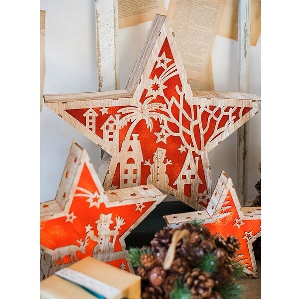 RusticReach Christmas Decorative Light Box in Red