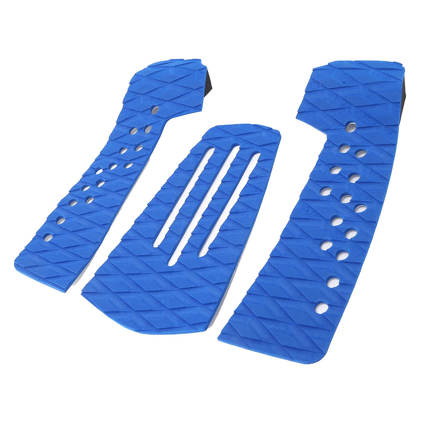 3 Pcs Surfboard Traction Pad Antiskid Moistureproof Surf Deck Mat For Skimboard Accessories(blue )