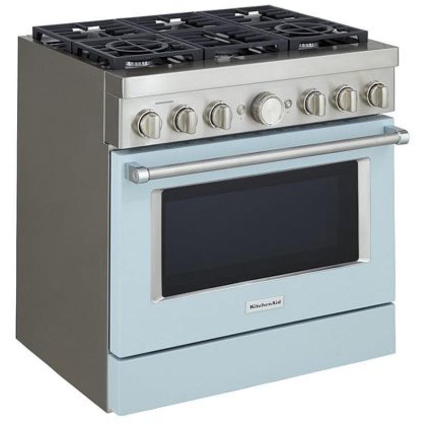 KitchenAid 36-inch Freestanding Gas Range with Even-Heat? True Convection KFGC506JMB