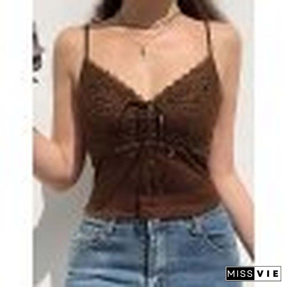 Crop Lace Paneled Y2K Cami Top