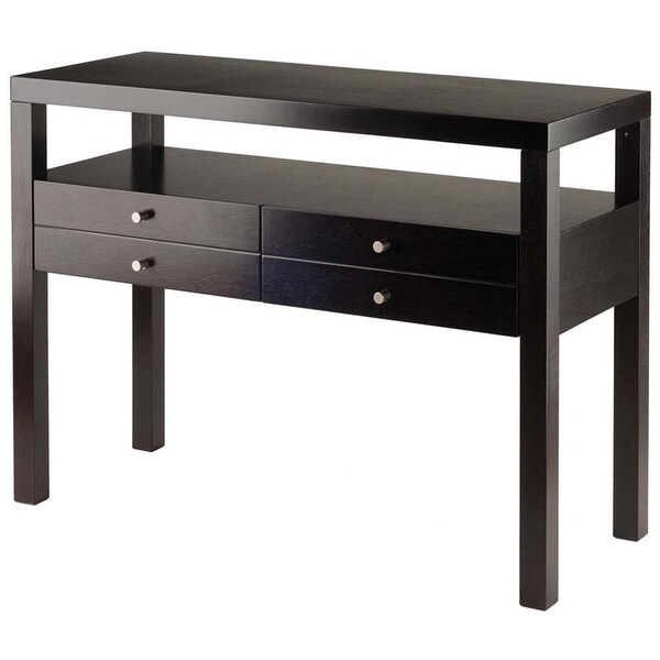 Wood Copenhagen Console Table， 2-Drawers， Espresso Finish