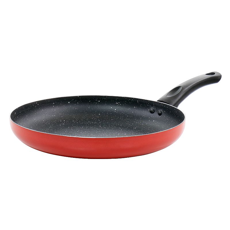 Oster Cocina Luneta 11.5 Inch Aluminum Nonstick Frying Pan in Red