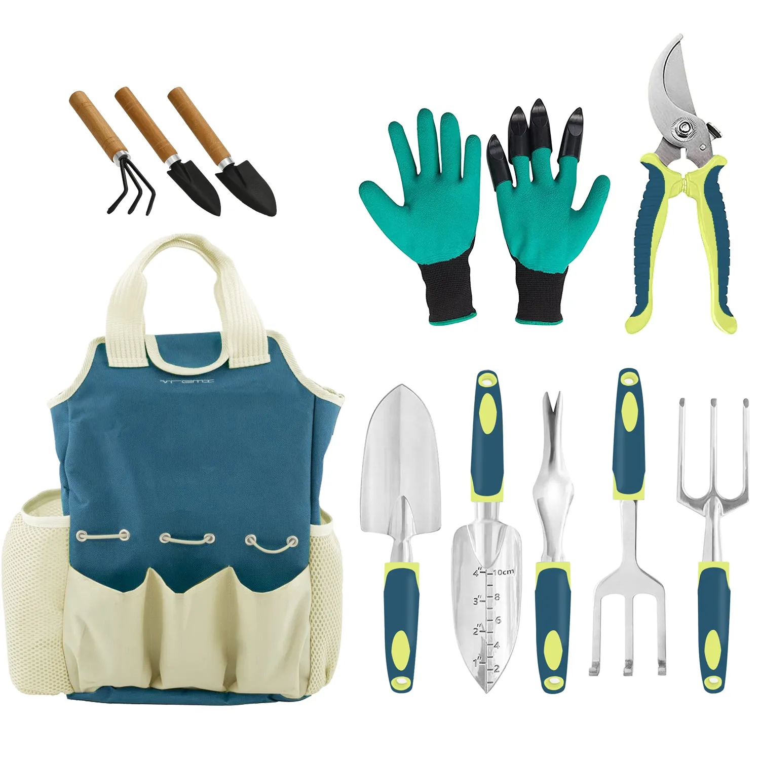 Garden Tools Set Kit Pruner Digging Supplies Lady Hand Tools Sets With Bag Rubber Handle Aluminum