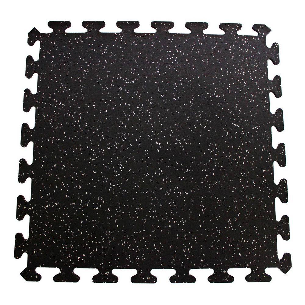 Black with Gray Speck 24 in. x 24 in. Interlocking Recycled Rubber Floor Tiles (24 sq. ft.) EZFLEXBG