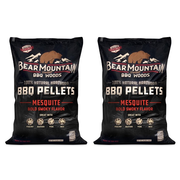 Bear Mountain Bbq Fk17 Premium 20 Pounds All Natural Hardwood Mesquite Bbq Hardwood Smoker Pellets For Outdoor Electric Grilling And Smokers 2 Pack