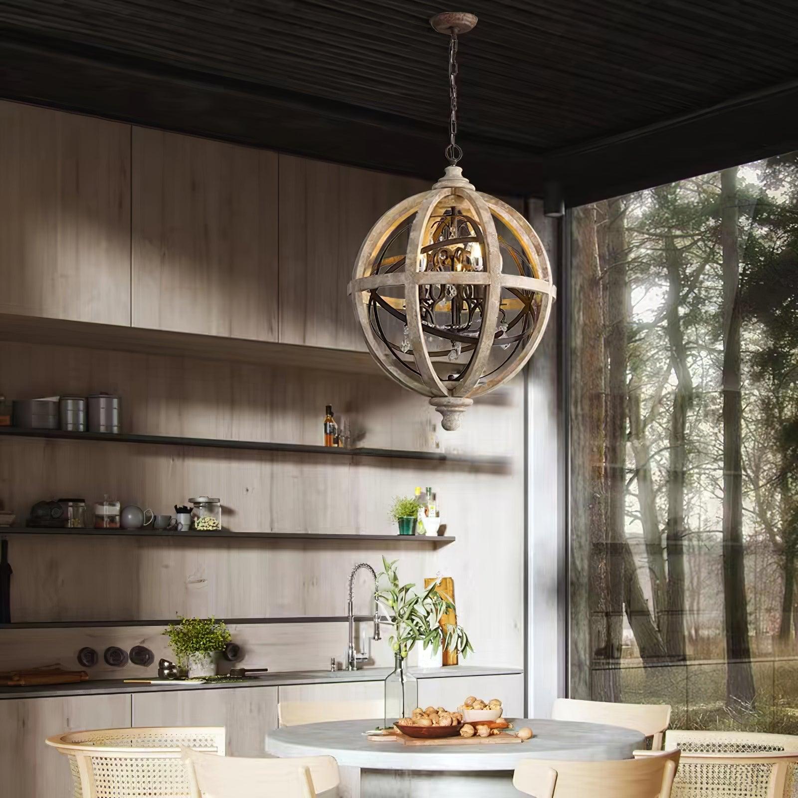 Retro Globe Weathered Chandelier