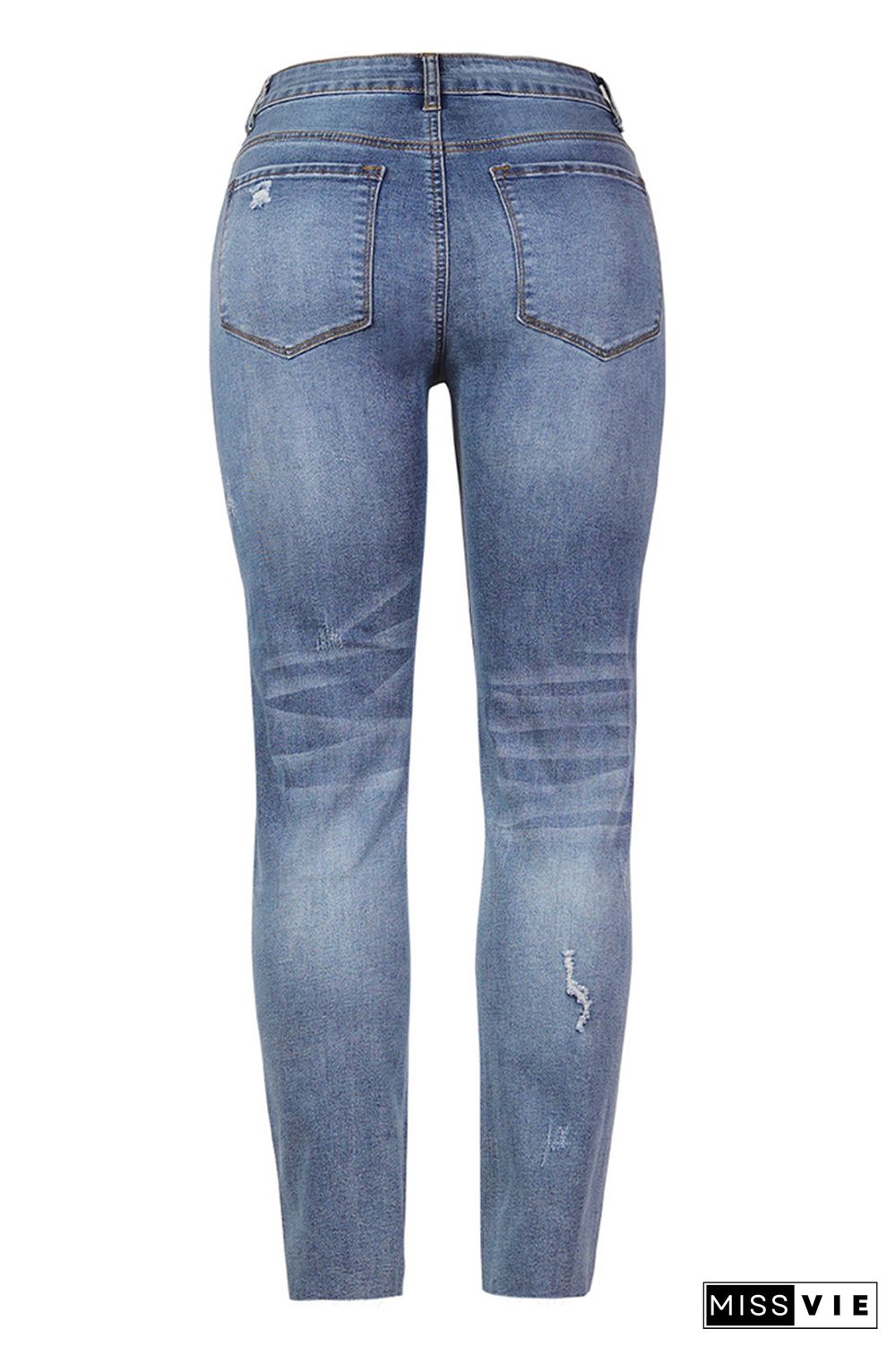 Mid Waist Split Side Skinny Jeans Wholesale Boutique