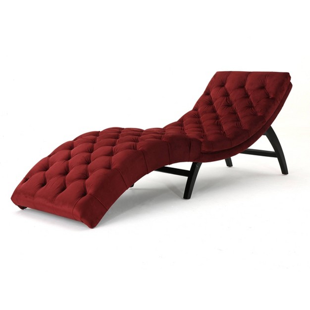 Garret Tufted Velvet Chaise Lounge Garnet Christopher Knight Home