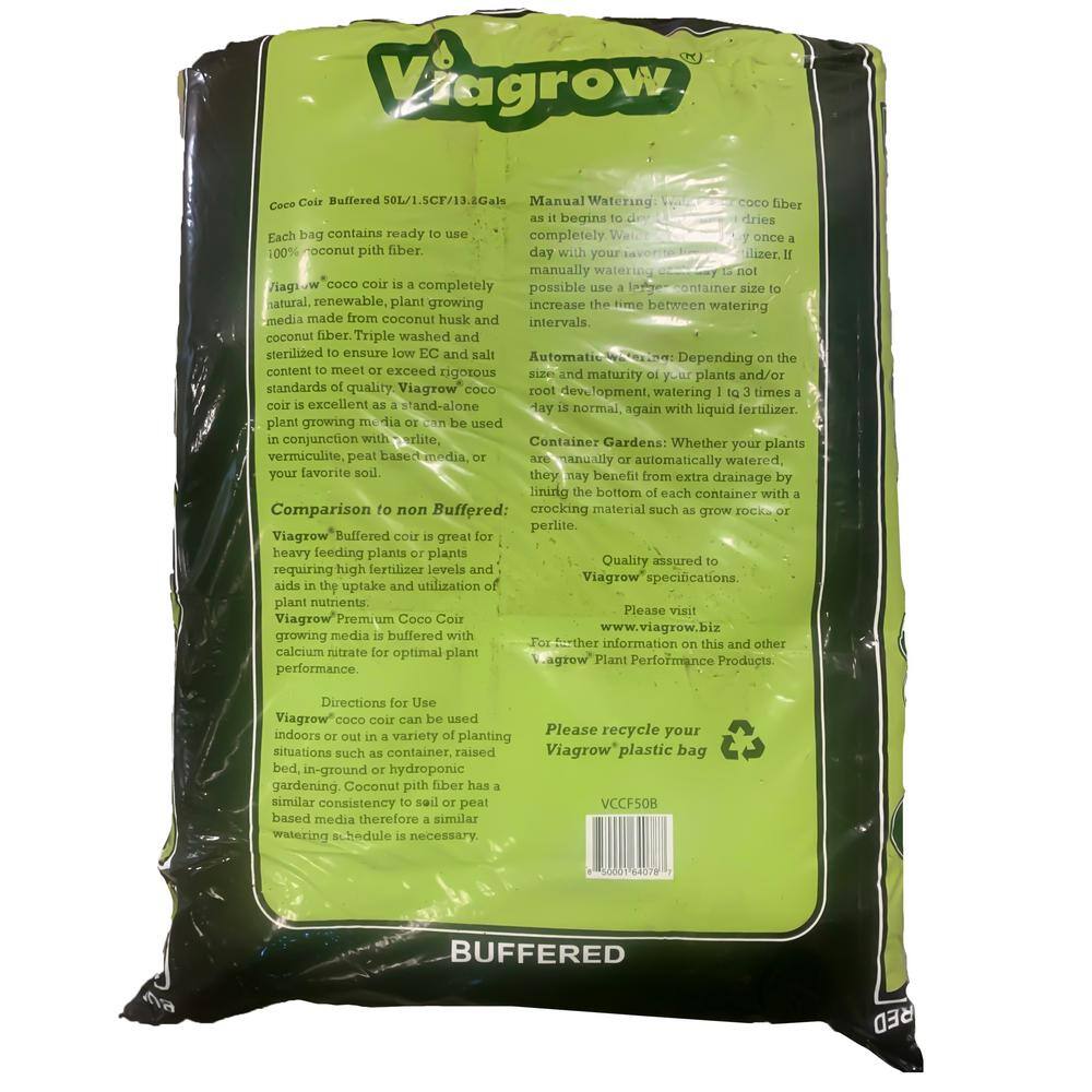 Viagrow 1.5 cu. ft. 50 l52.8 Qt.13.2 G. Coco Coir Buffered Premium Coconut Growing Medium (2-Pack) VCCF50B-2