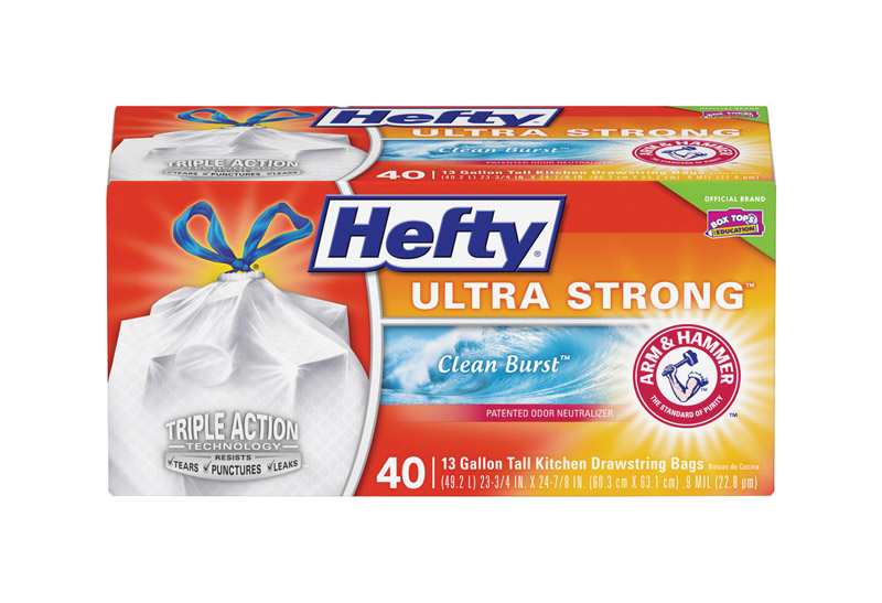 Hefty Ultra Strong 13 gal Fresh Scent Kitchen Trash Bags Drawstring 40 pk 0.9 mil