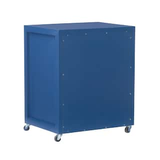 Linon Home Decor Sara Navy Blue File Cabinet with Metal Drawer Glides and Silver Handles THD02963