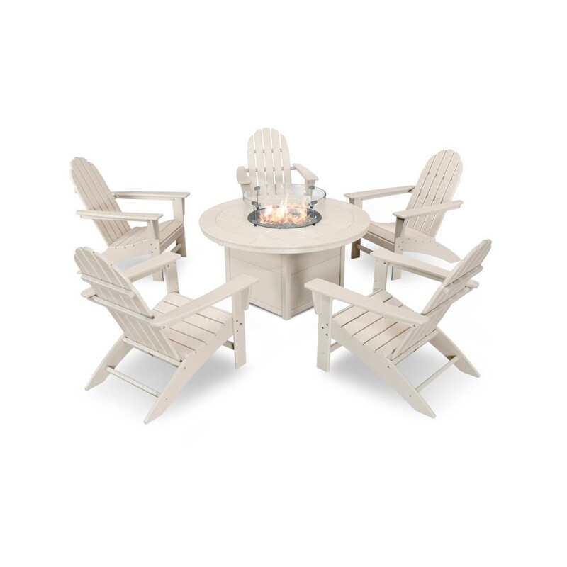 POLYWOOD Vineyard 6-Piece Adirondack Chat Set w/ Fire Pit Table